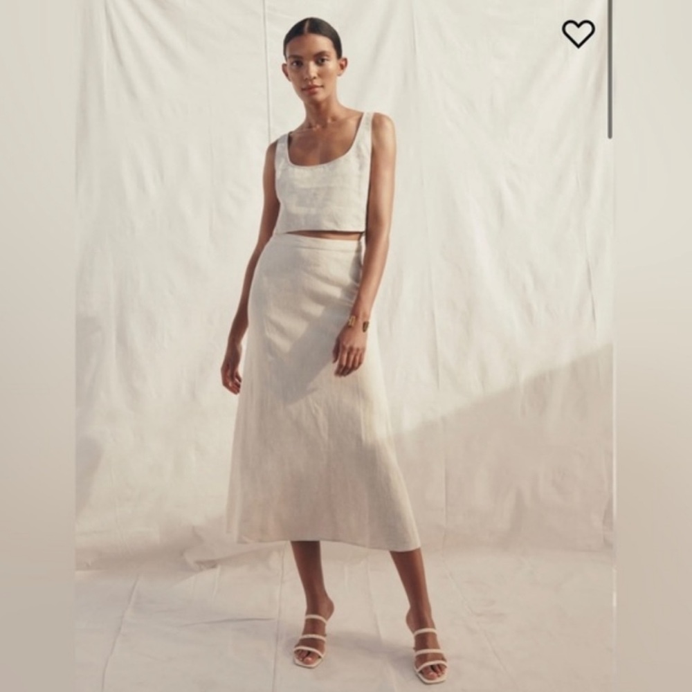 Reformation Silas Linen Midi Skirt